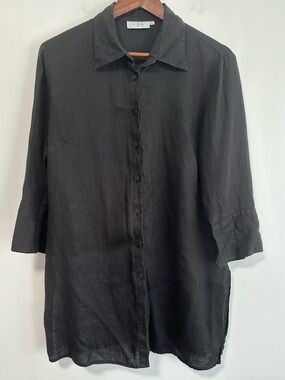 Alice Blue 100% Linen Black Shirt Size Large